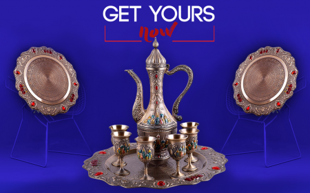 Luxurious Silver Plated Porcelain Eltahan Coffee Set Of 7